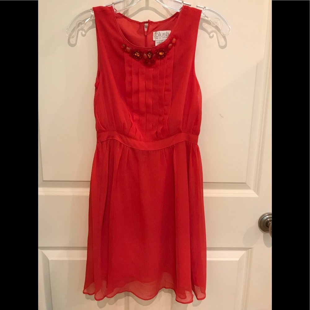 Redish Orange Chiffon Girls Dress